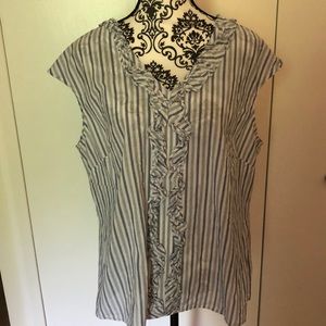 Talbots Blue and White Striped Blouse